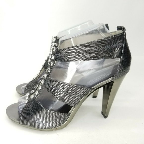 Michael Kors Womens Silver Leather Zipper Rivets - Picture 3 of 12